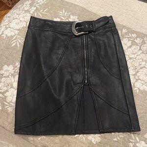 Free People Black Faux Leather Belted Mini Skirt